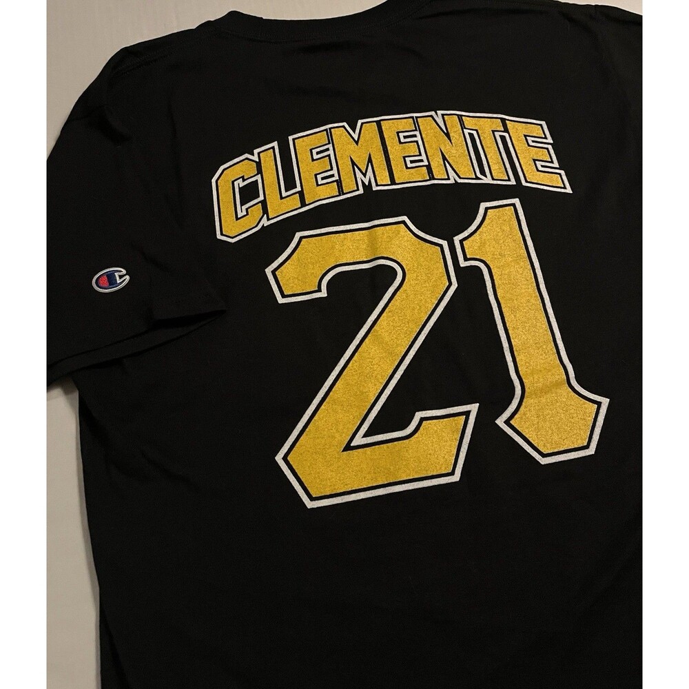 Roberto Clemente Pittsburgh Pirates #21 MLB Jersey Champion T-Shirt MED Black